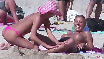 Lesbian Teens Caught On Camera At A Public Beach