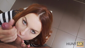 Fiery-Haired Hunter Of Passion Charlie Red Engages In Public Bathroom Encounters With Various Men While Her Boyfriend Watches