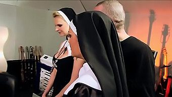 Nuns In Stockings Engage In A Sinful Group Sex Session