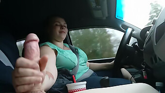 Couple Enjoys Oral Sex In Car