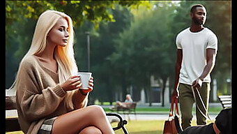 Affaire Interraciale: Rencontre Érotique Entre Une Fille Blanche Et Un Mec Noir Dans Le Parc