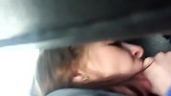 Car-Bound Babe Gives A Deep Throat Blowjob