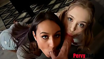 Anastasia Knight Og Eliza Ibarra I En Het Trekant Med En Pervy Daddy