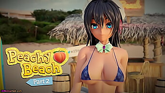 Peachy Beach Pt 2: Stuepige Hibiki Modtager Oral Behandling Mellem Sine Store Bryster