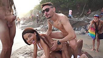 Bianca Dantas Engages In Public Sex And Anal With Multiple Partners On A Crowded Beach